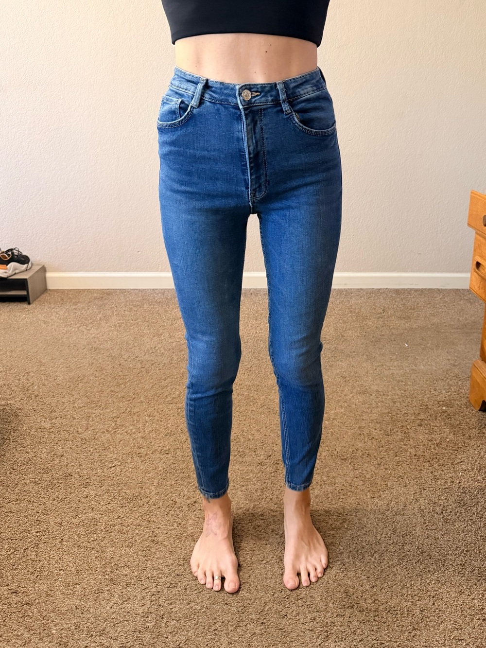 Zara Slim High-Rise Skinny Jeans in Blue